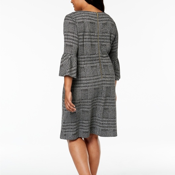 Calvin Klein Plus Size Plaid Bell-Sleeve Dress - Picture 3 of 13